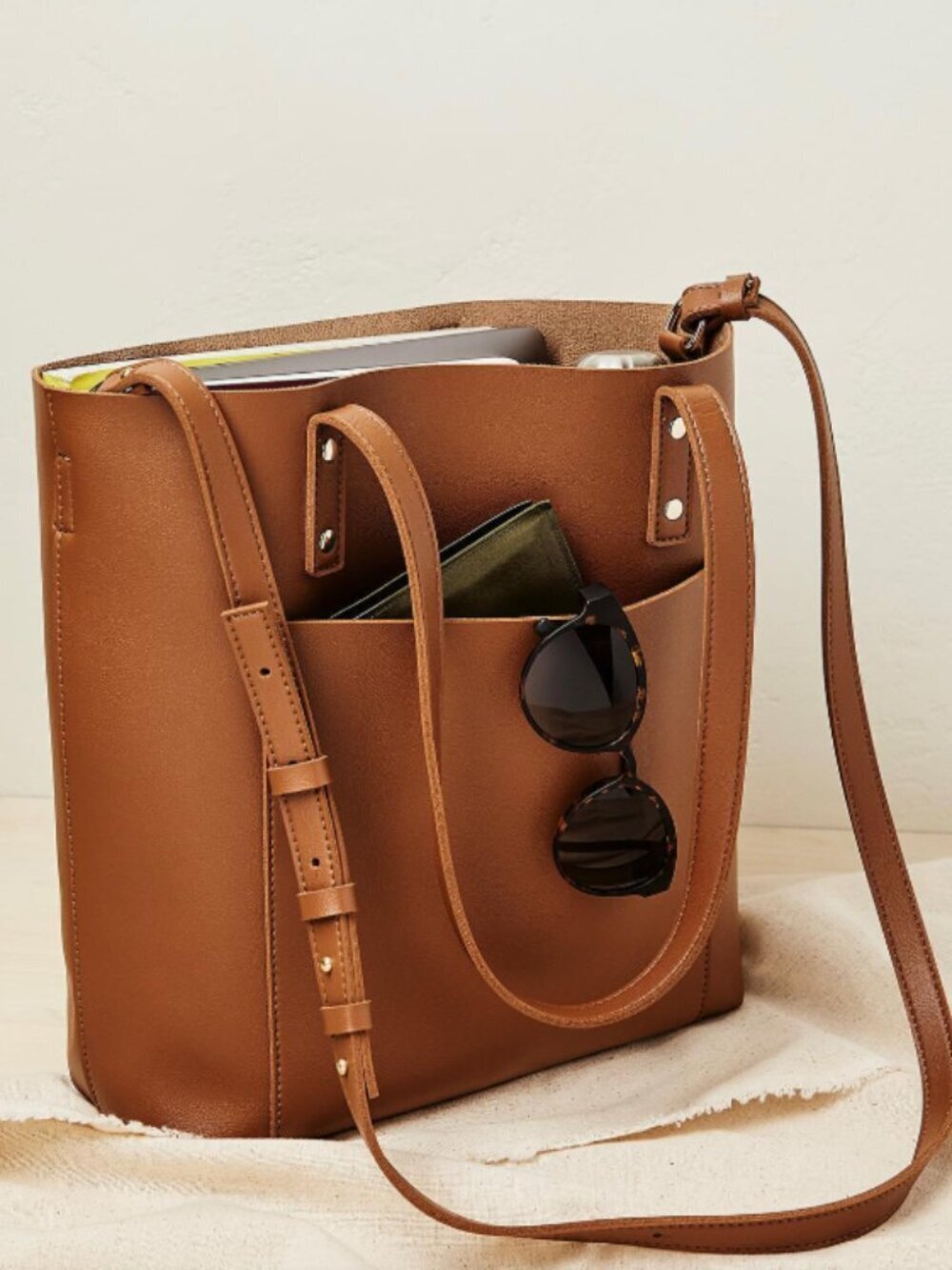 Henny + Lev Vegan Leather 2-in-1 Tote Bag Brown Minimalist Clean Modern Classic